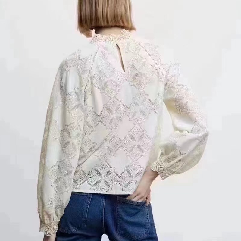 Blouses & Shirts | Embroidered Frill-Cuff Blouse White – Womens Blouses & Shirts Blouses & Shirts