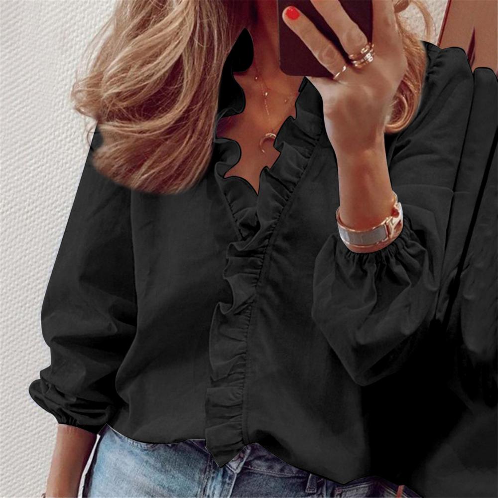 Blouses & Shirts | Frilled Blouse Black – Womens Blouses & Shirts Black