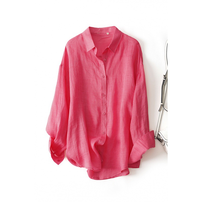 Blouses & Shirts | Loose-Fit Linen Shirt Pink – Womens Blouses & Shirts Blouses & Shirts