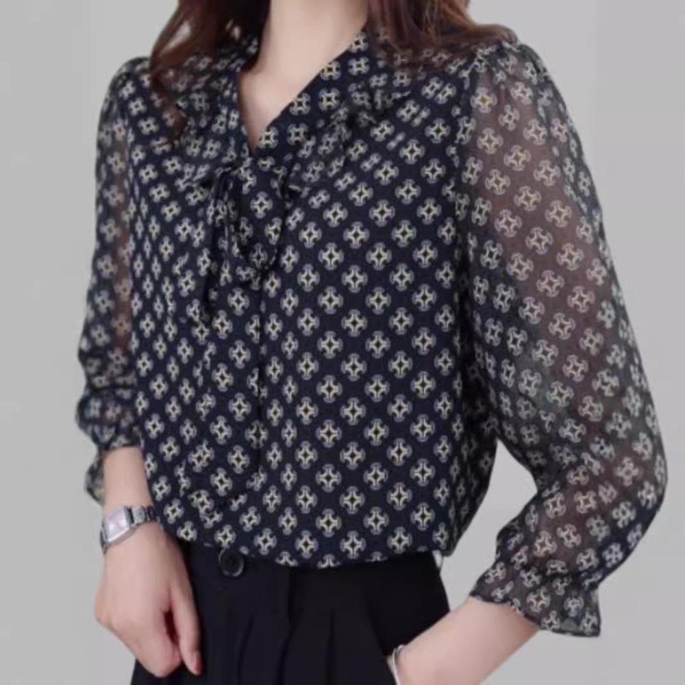 Blouses & Shirts | Mock Neck Blouse Black Print – Womens Blouses & Shirts Black Print