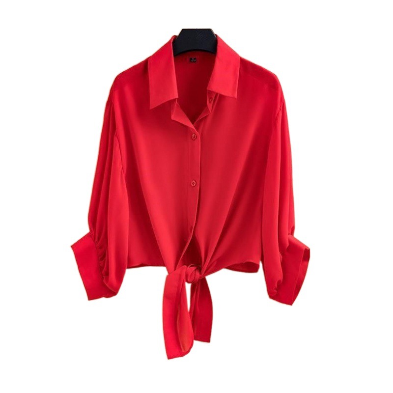 Blouses & Shirts | Relaxed Tie Knot Shirt Orange – Womens Blouses & Shirts Blouses & Shirts