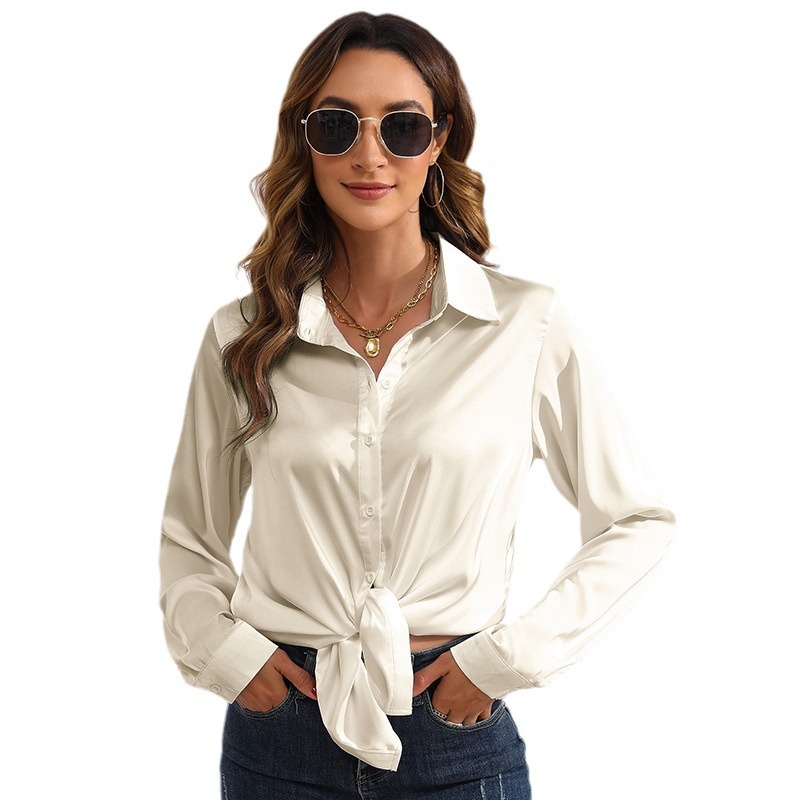 Blouses & Shirts | Relaxed Tie Knot Shirt White – Womens Blouses & Shirts Blouses & Shirts