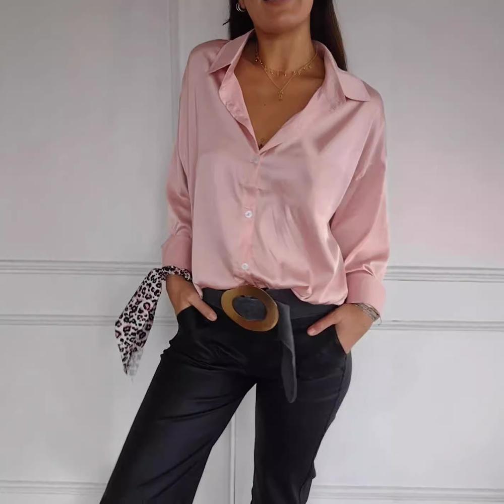 Blouses & Shirts | Satin Shirt Light Pink – Womens Blouses & Shirts Blouses & Shirts