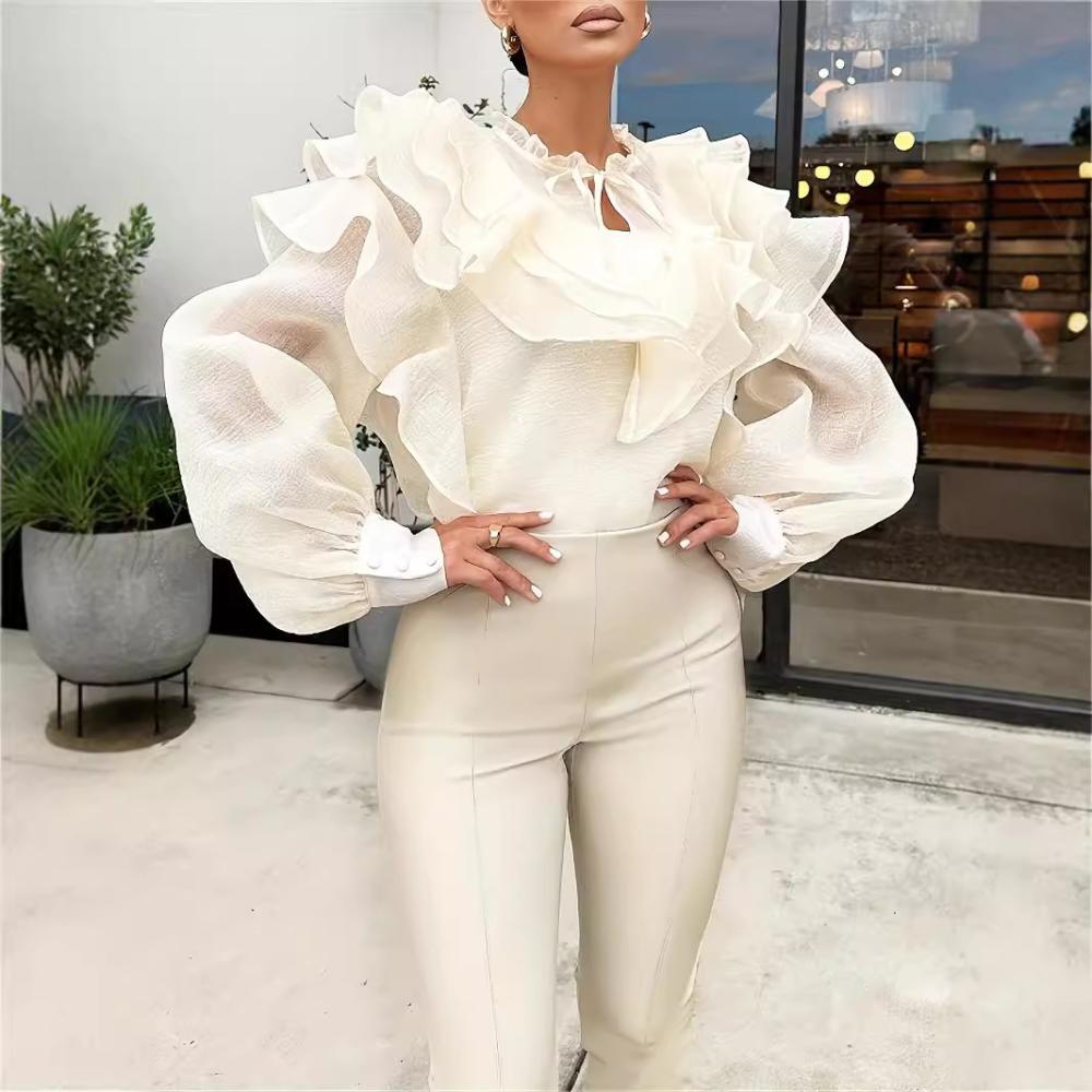 Blouses & Shirts | Sheer Ruffle Blouse Ivory – Womens Blouses & Shirts Blouses & Shirts