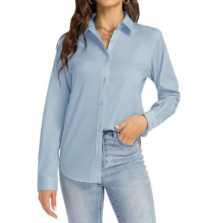 Blouses & Shirts | Silk Shirt Light Blue – Womens Blouses & Shirts Blouses & Shirts