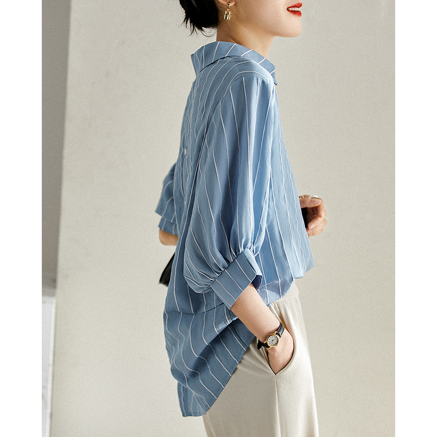 Blouses & Shirts | Tie-Front Shirt Blue/White Stripes – Womens Blouses & Shirts Blouses & Shirts