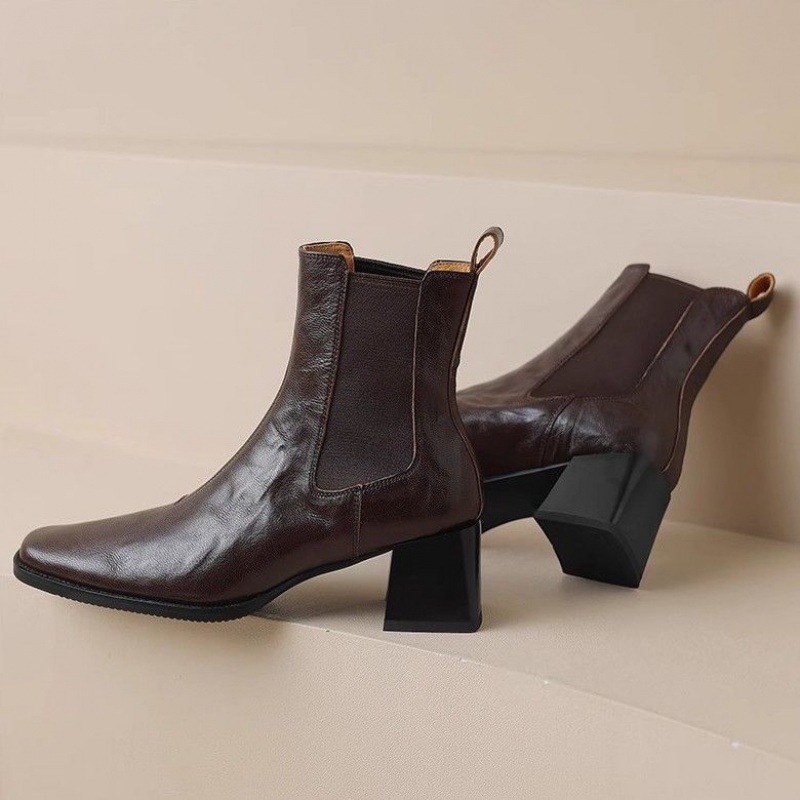 Boots | Heeled Leather Chelsea Boots Black – Womens Boots Black