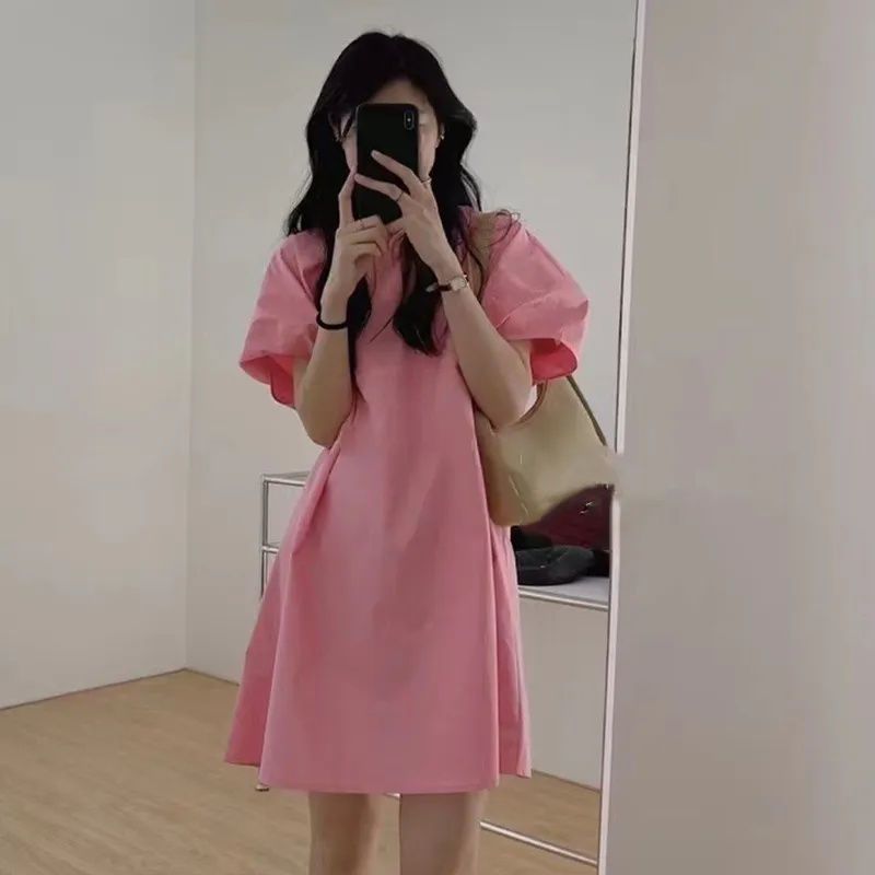 Dresses | Balloon-Sleeve Mini Dress Pink – Womens Clothing Dresses