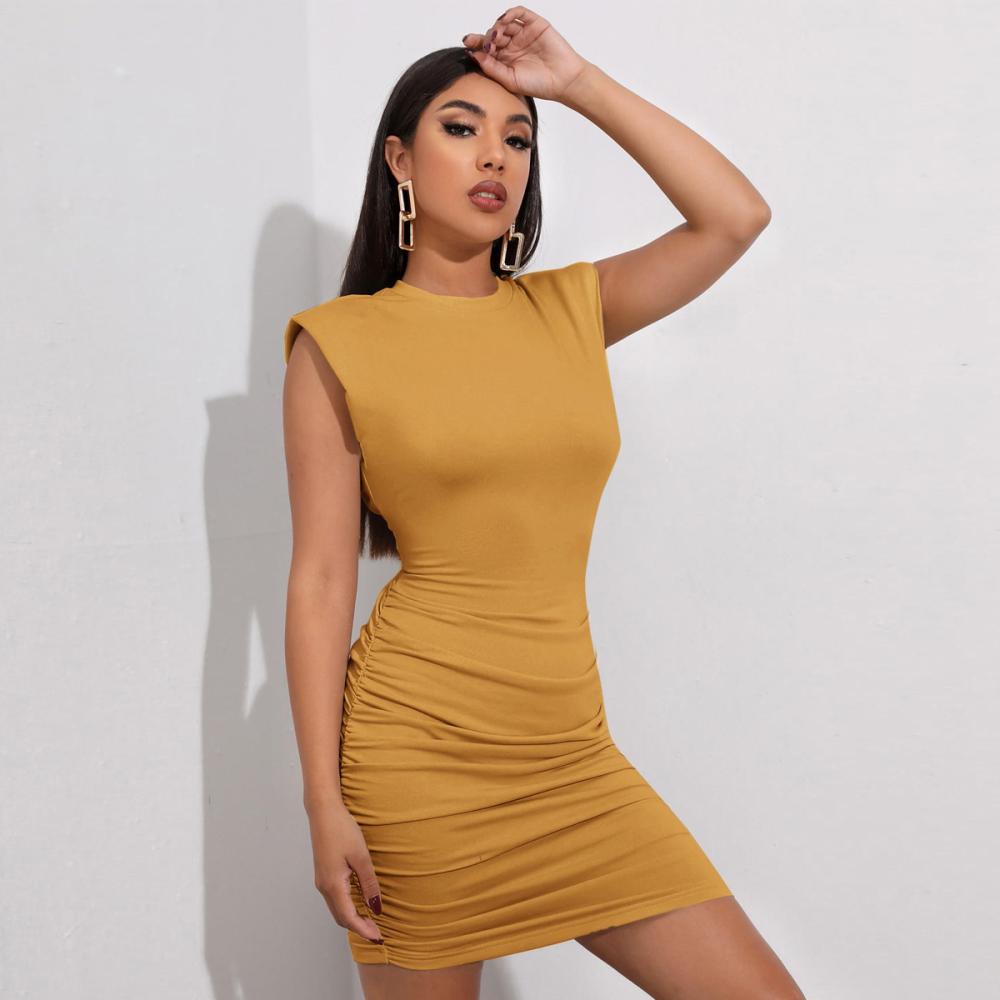 Dresses | Draped Midi Dress Mustard – Womens Clothing Dresses