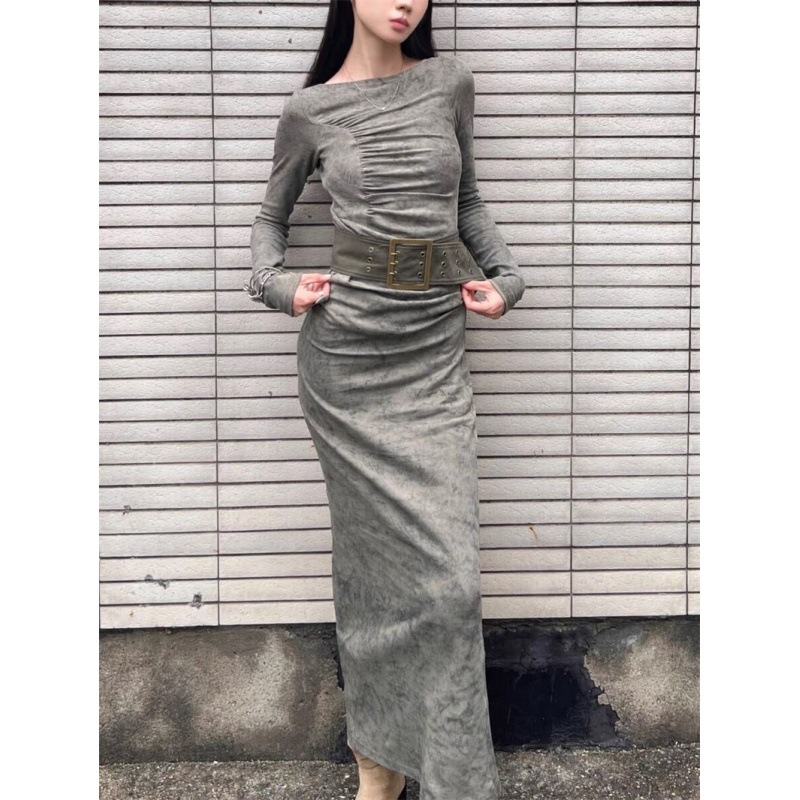 Dresses | Draped Velvet Midi Dress Grey – Womens Clothing Dresses