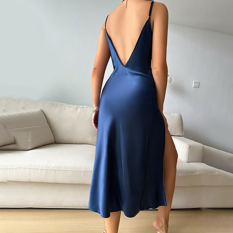 Dresses | Slim Satin Midi Dress Blue – Womens Clothing Blue