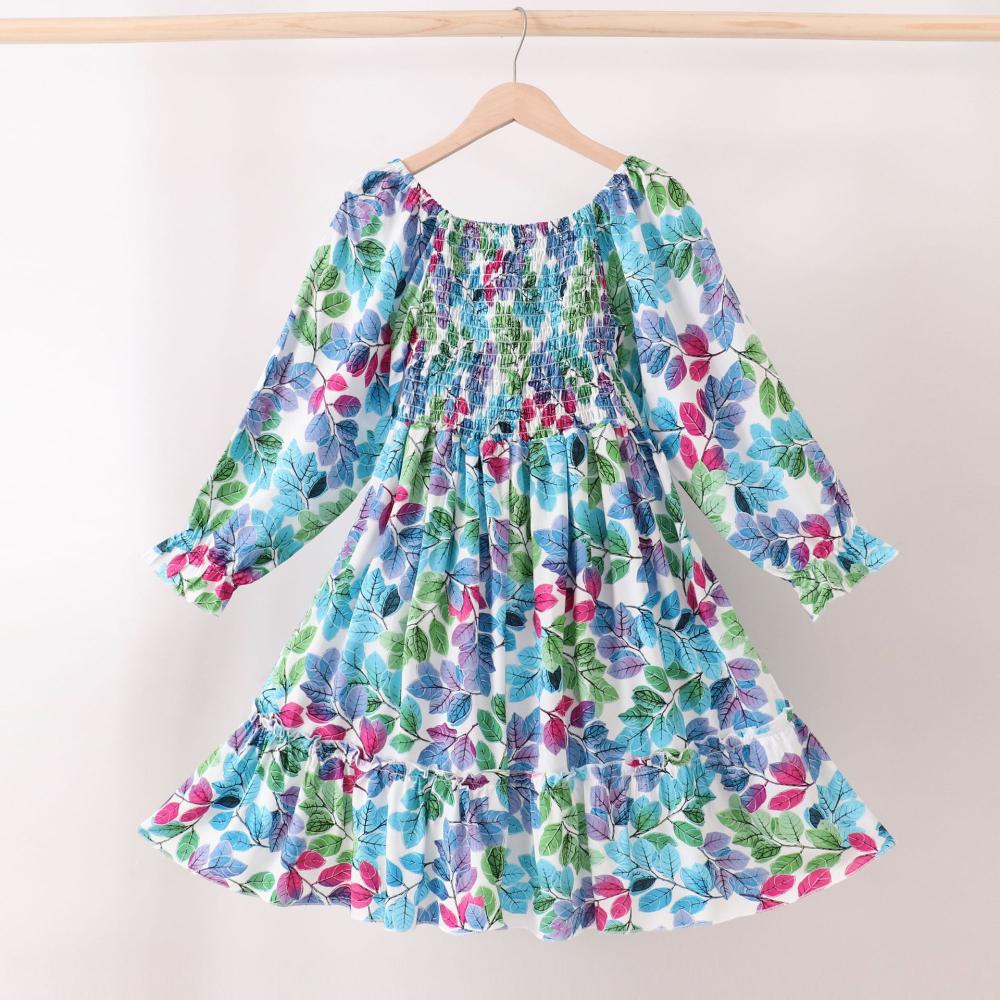 Dresses | Smocked Mini Dress Blue Dusty Floral Print – Womens Clothing Blue Dusty Floral Print