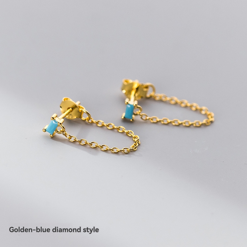 Earrings | Rhinestone Chain Drop Earrings Gold-Colored – Womens Earrings Earrings