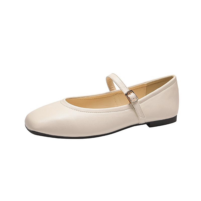 Loafers & Flats | Mary Jane Leather Ballerina Flats Cream – Womens Loafers & Flats Cream