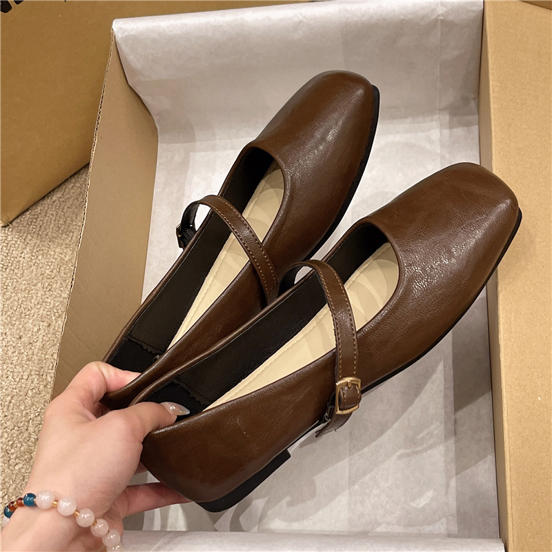 Loafers & Flats | Square-Toe Ballet Flats Brown – Womens Loafers & Flats Brown