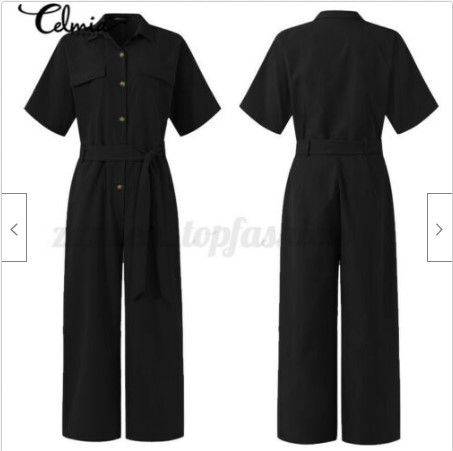 Pants | Belted Short Sleeve Jumpsuit Black – Womens Clothing Black