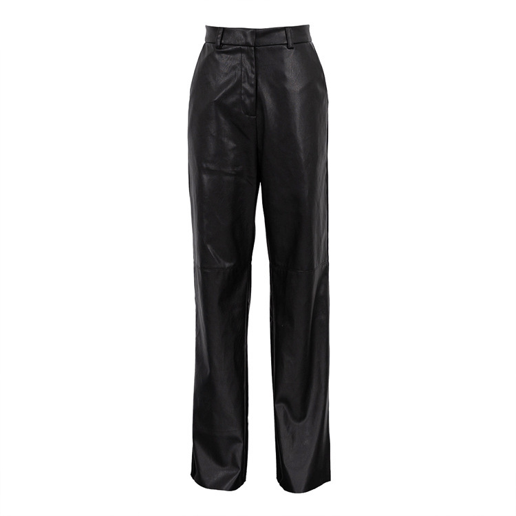 Pants | Leather Wide-Leg Pleated Trousers Black – Womens Clothing Black