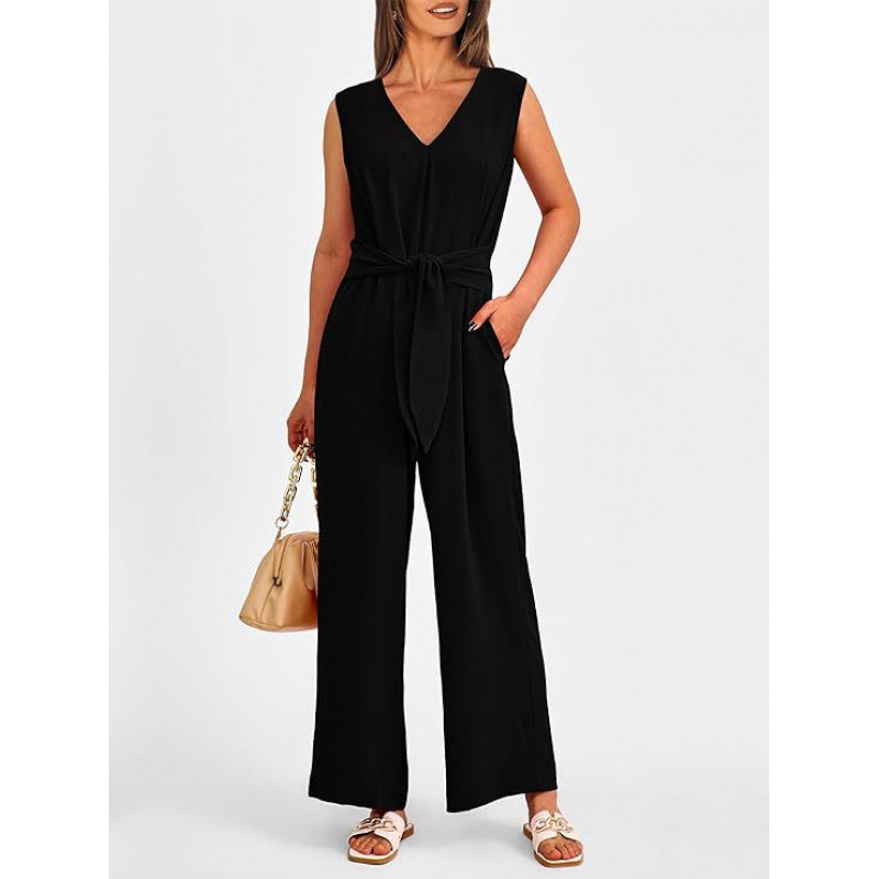 Pants | Sleeveless Open-Back Jumpsuit Black – Womens Clothing Black