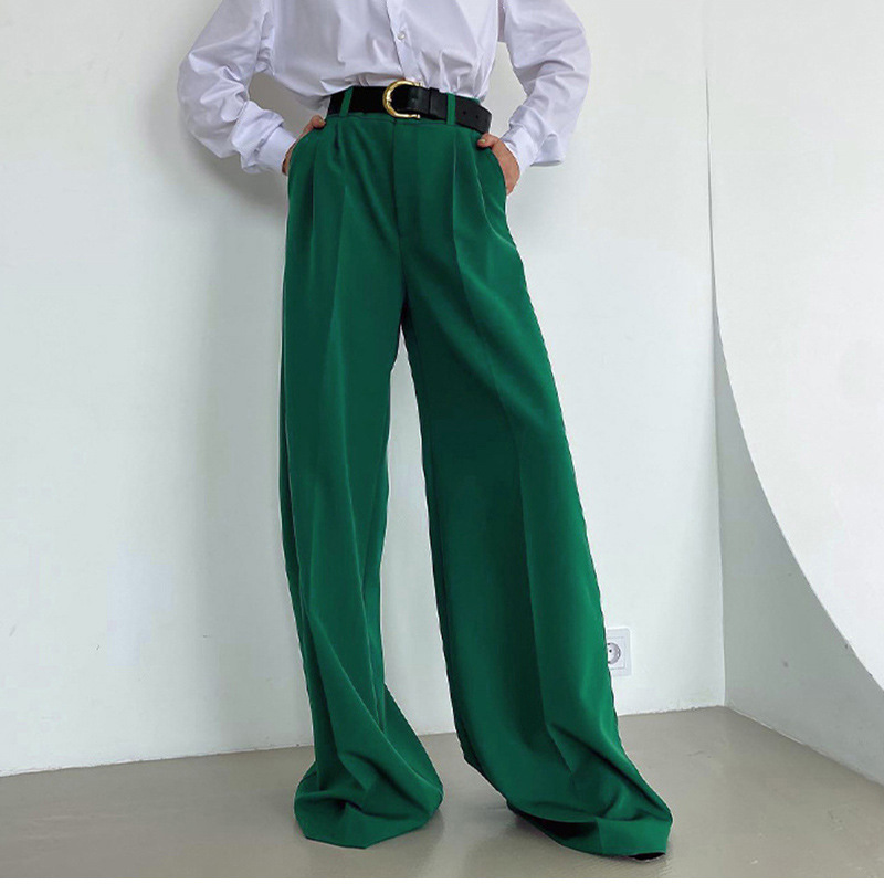 Pants | Straight Low Waist Trousers Green – Womens Clothing Green