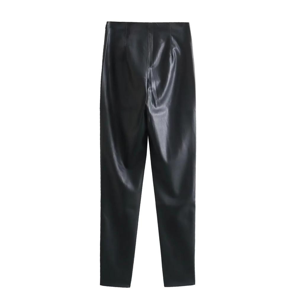 Pants | Tapered Leather Trousers Black – Womens Clothing Black