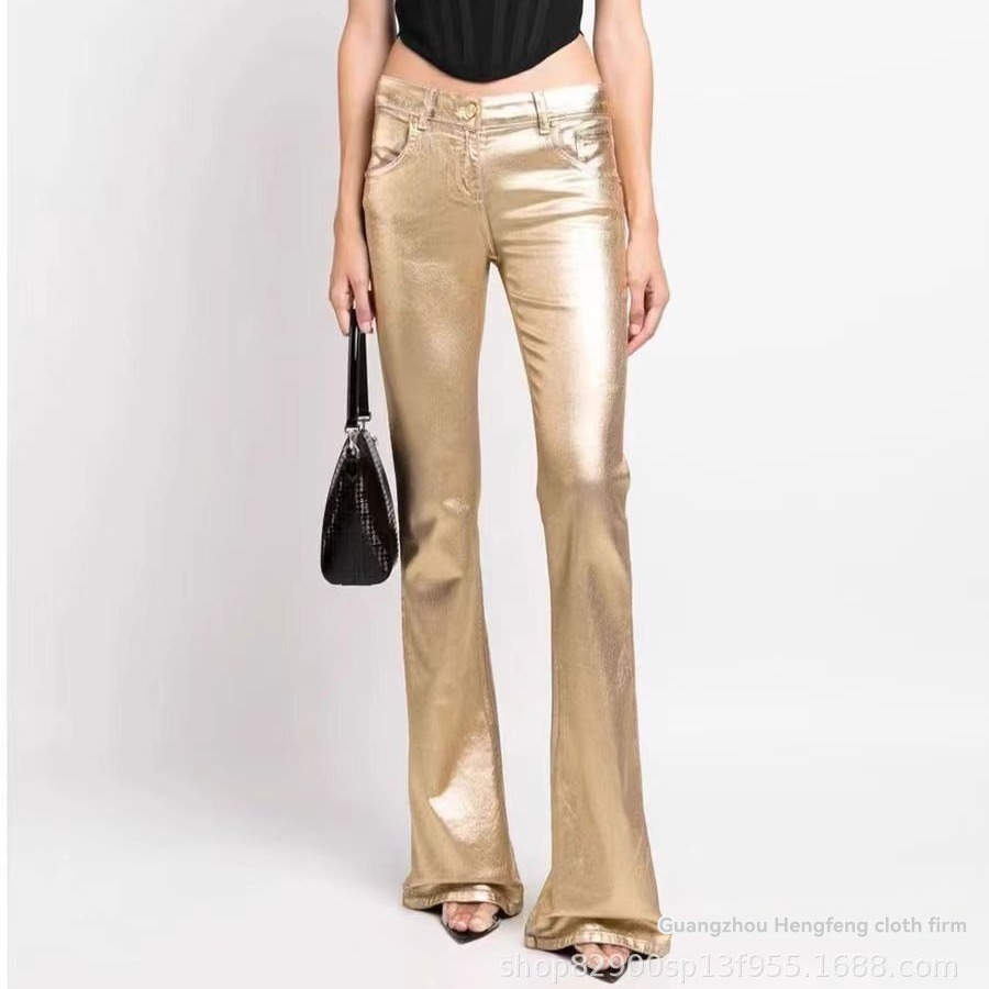 Sets & Suits | Metallic Leather Trousers Gold – Womens Clothing Gold