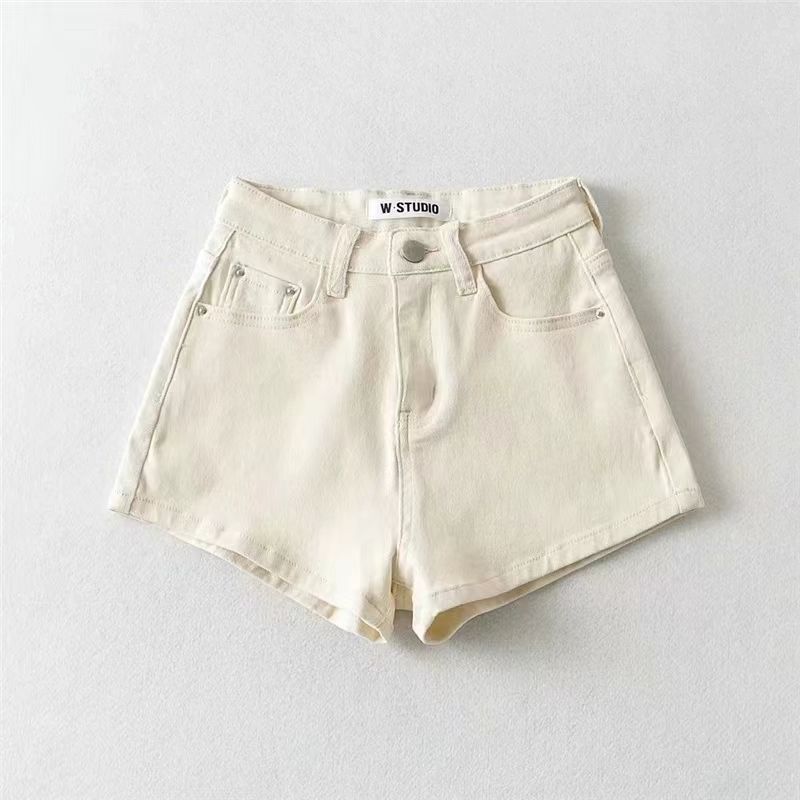 Shorts | High-Waist Denim Shorts Light Beige – Womens Clothing Light Beige