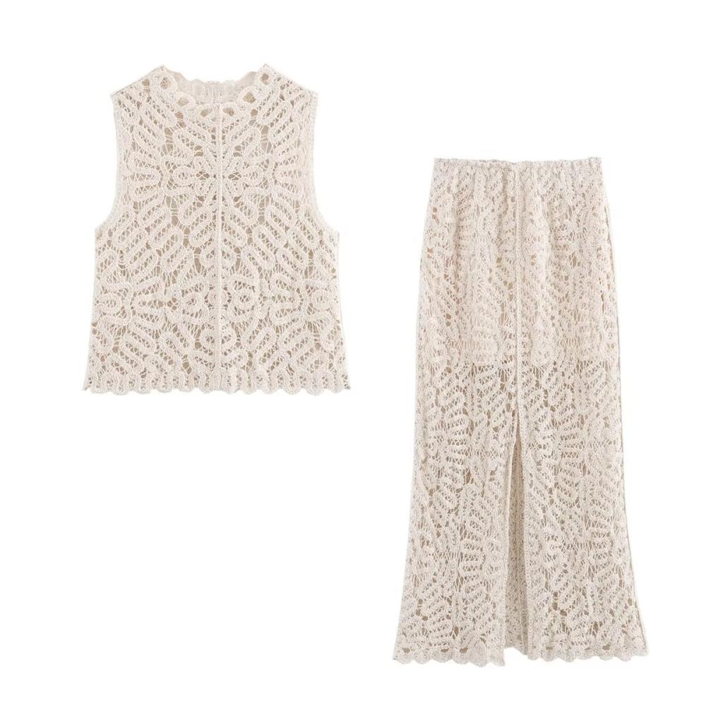 Skirts | Crocheted Midi Skirt White – Womens Clothing Sets & Suits