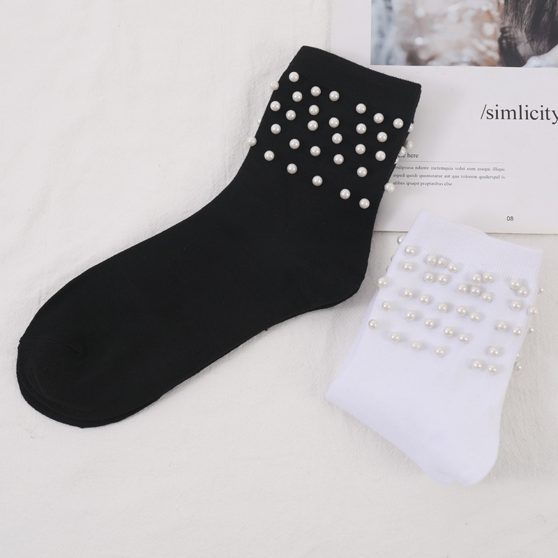 Socks & Tights | Pearl-Embellished Socks Black – Womens Accessories Black