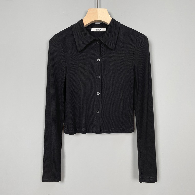 Sweaters & Knits | Fitted Ribbed Wool Shirt Black – Womens Blouses & Shirts Black