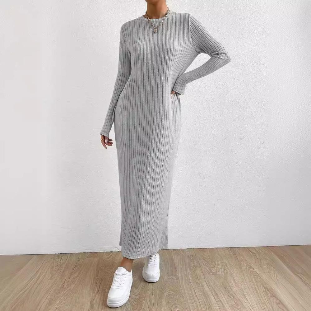 Sweaters & Knits | Flared Rib Midi Dress Grey – Womens Clothing Dresses