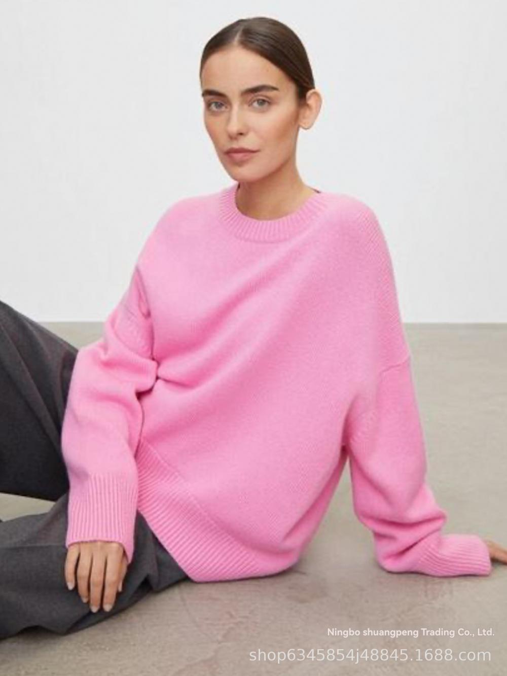 Sweaters & Knits | Relaxed Soft Wool Crewneck Sweater Pink – Womens Clothing Pink