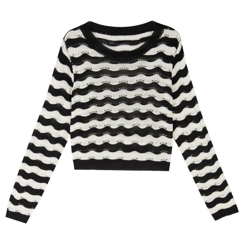 Sweaters & Knits | Scalloped Crochet Merino Sweater Black/White – Womens Clothing Black/White