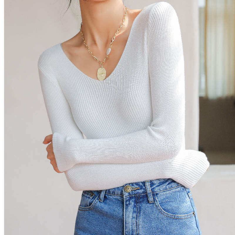 Tops | Fitted Rib-Knit Top White – Womens Clothing Sweaters & Knits